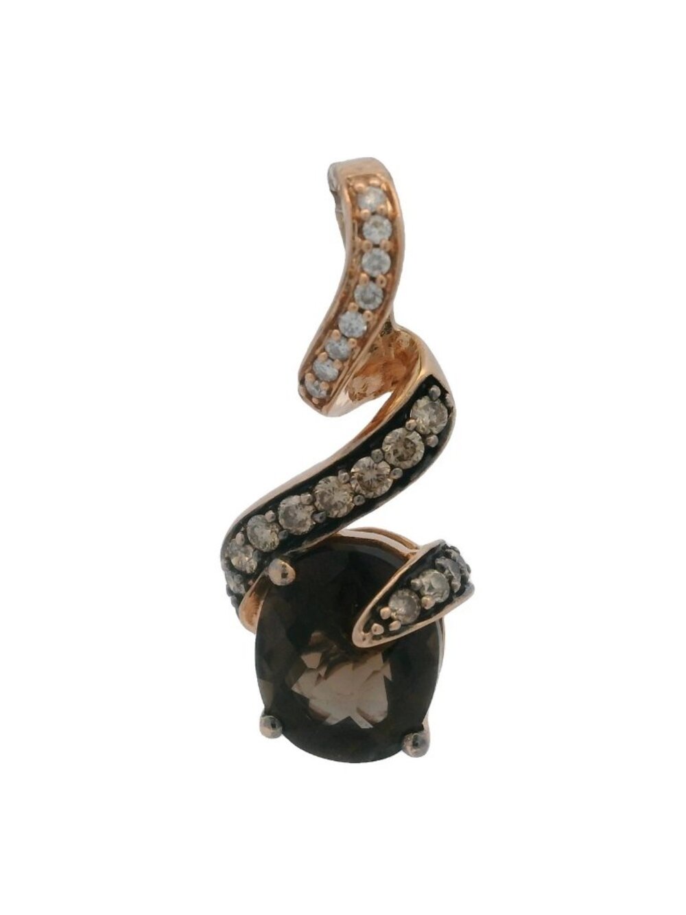Le Vian 14kt Rose Gold Ribbon Smoky Quartz and Diamond Necklace Pendant